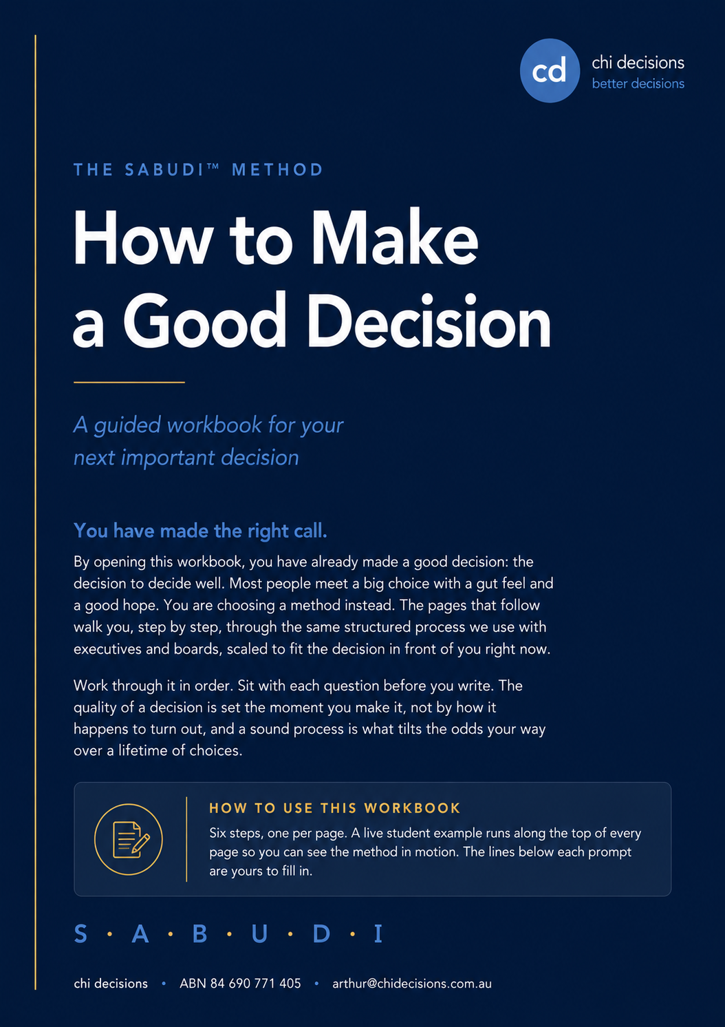 Digital Workbook for making decisions
